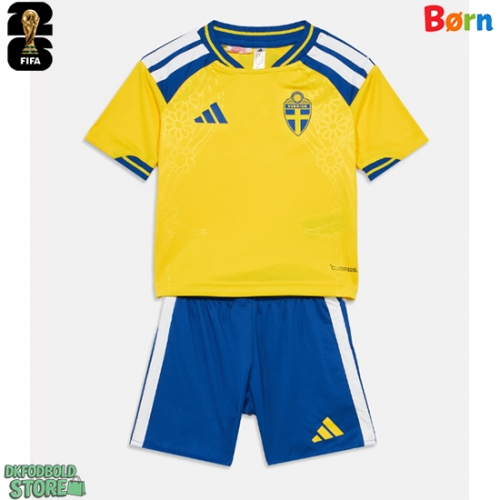 Sverige Replika Babytøj Hjemmebanesæt Børn VM 2026 Kortærmet (+ Korte bukser)